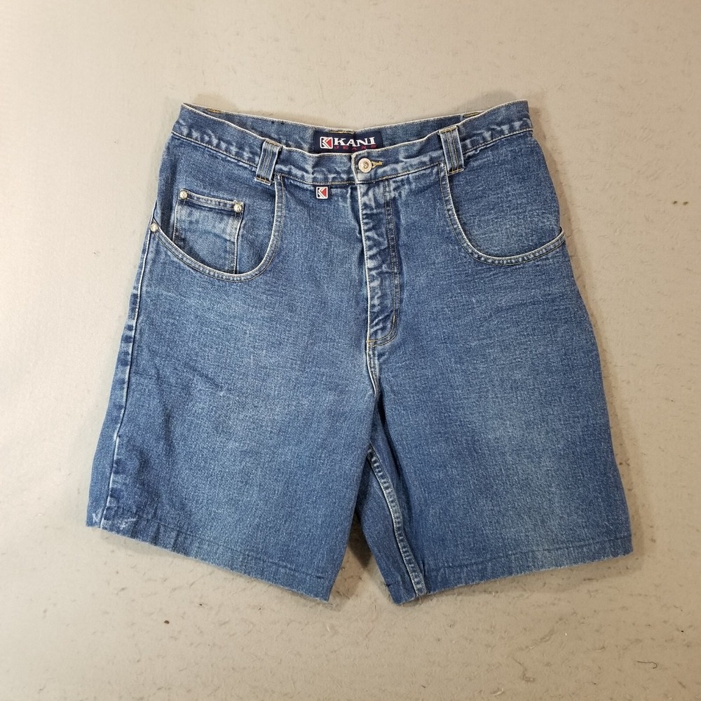 Karl Kani Mens Denim Shorts 34x9 Blue Cotton Vintage Outdoor Streetwear